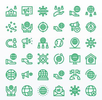 36 Icons for Outreach optimized in Display Perfect Retina Ready Bold Line resolution vector