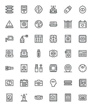 memoria último paquete con 42 64 x 64 regular línea píxel Perfecto íconos vector