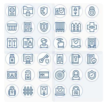 Privacy Visual Pack containing 35 Regular Line Editable Icons vector