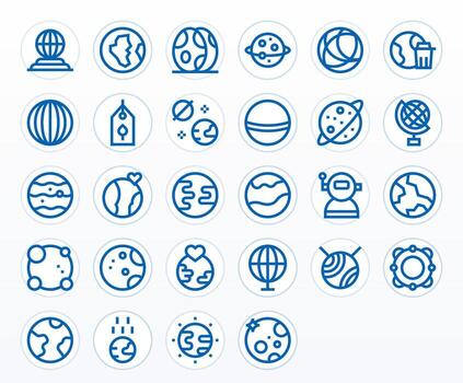 28 High Resolution Bold Line Icons optimized for Planet Display Perfect display vector