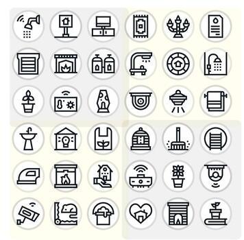 Bold Line Pixel Optimized Icons from Home Set with 36 High Resolution Icons vector