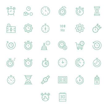 32 Grid Fitted Thin Line Icons from Countdown Collection vector