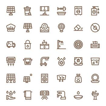 36 Pixel Optimized 256x256 Icons for Clean in elegant Bold Line design vector