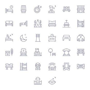 Rest Comprehensive Bundle with 32 Editable Thin Line High Resolution Icons vector
