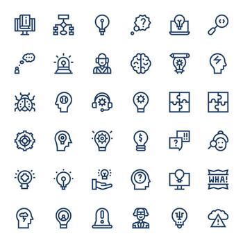 36 negrita línea detalle mejorado íconos hecho a mano para problema resolviendo 128x128 aplicaciones vector