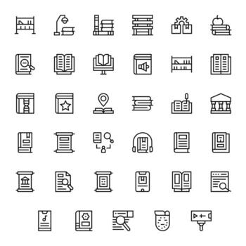 Library Exclusive Set featuring 35 Regular Line Pixel Optimized 256x256 Icons vector