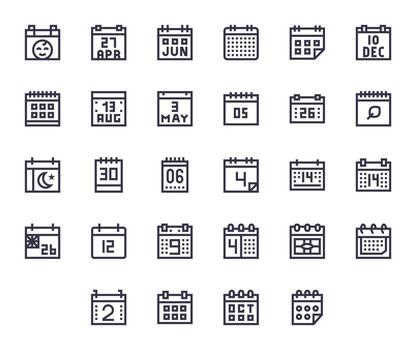 28 Bold Line Icons designed for Month in 64x64 Display Perfect format vector