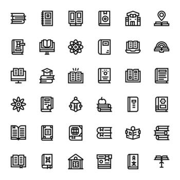 36 negrita línea píxel optimizado alto resolución íconos desde libro de texto suite vector