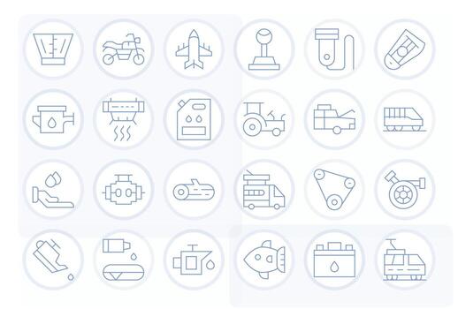 Engine Pixel Aligned Set with 24 64x64 Thin Line Icons vector