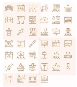 reunión icono caja de herramientas presentando 40 píxel optimizado 128x128 Delgado línea elementos vector