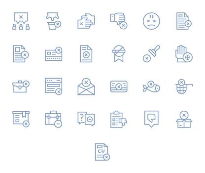 Not Accepted Editable Set with 25 128x128 Regular Line Icons vector