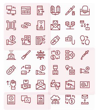 42 regular línea íconos para transferir en crujiente alto resolución cuadrícula equipado resolución vector