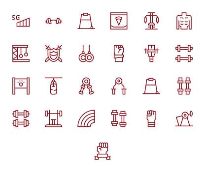 Strength Icon Library with 25 Regular Line 256x256 Display Perfect Designs vector