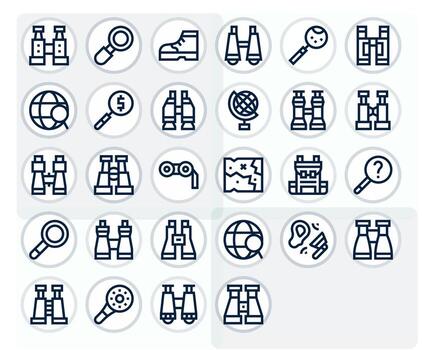 28 High Resolution Grid Fitted Icons for Explore in Bold Line Theme vector