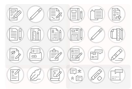 24 128x128 Thin Line Pixel Aligned Icons for Annotation Projects vector