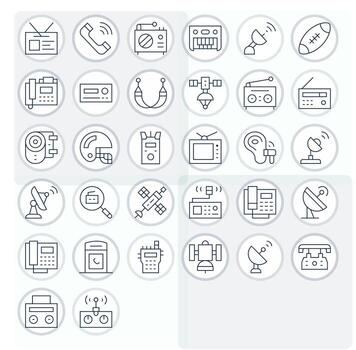 32 Receiver PIXEL Perfect Icons in High Resolution Thin Line Aesthetic vector