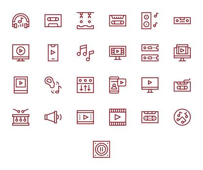 reproducción exhaustivo haz con 25 editable regular línea alto resolución íconos vector