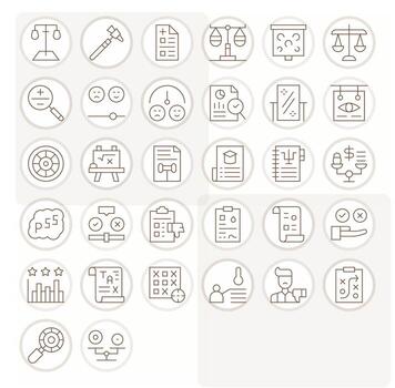 Assessment Icon Library with 32 Thin Line 64x64 Pixel Optimized Designs vector