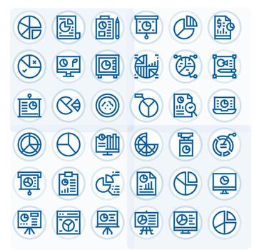 36 256x256 Bold Line Pixel Optimized Icons for Pie Chart Projects vector