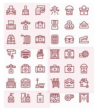 42 regular línea íconos diseñado para suministros en 256x256 cuadrícula equipado formato vector
