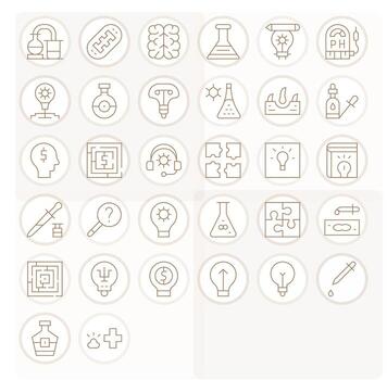 Solution Modern Collection with 32 Thin Line 128x128 Grid Fitted Icons vector