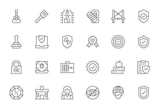 Secure Ultimate Package with 24 256x256 Thin Line Grid Fitted Icons vector
