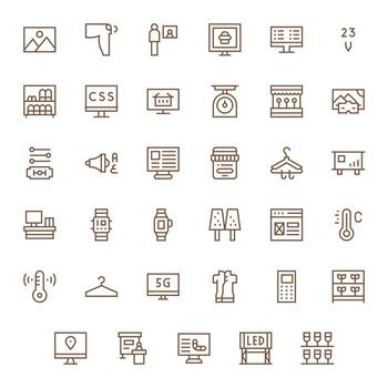 35 Regular Line Icons from Display in 128x128 Pixel Aligned Quality vector