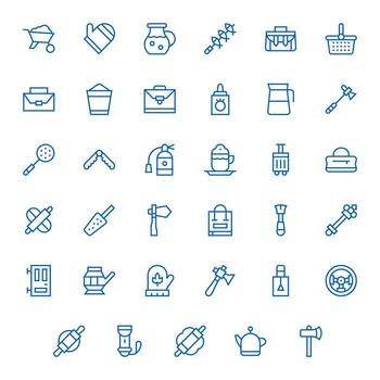 Handle Comprehensive Bundle with 35 Editable Regular Line 256x256 Icons vector
