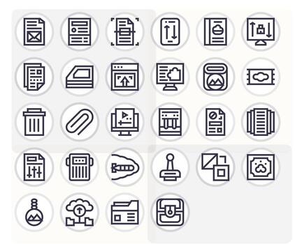 28 Bold Line Detail Enhanced Icons tailored for File Management 256x256 interface vector