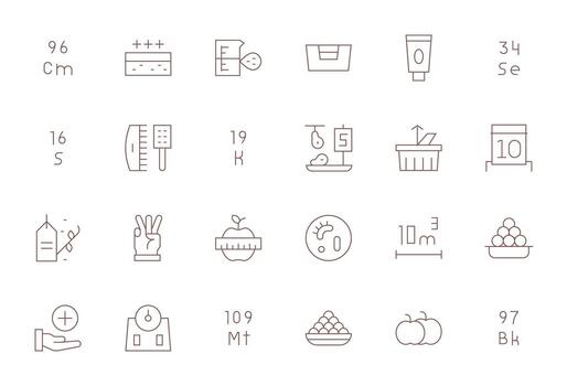24 256x256 Icons for Quantity in Editable Thin Line Format vector