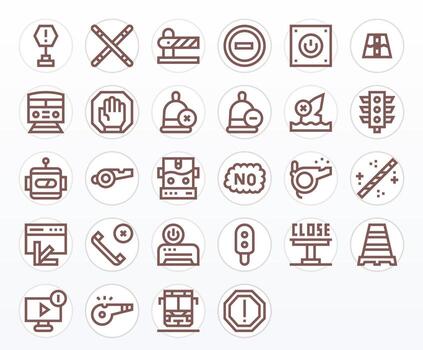 28 Bold Line Icons for Stop in crisp 64x64 Pixel Aligned resolution vector