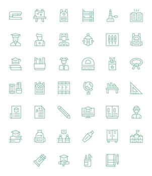Student Icon Collection featuring 40 Pixel Optimized 64x64 Thin Line Designs vector