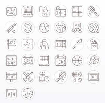 Match Retina Ready Icon Pack with 32 Thin Line Pixel Optimized Elements vector