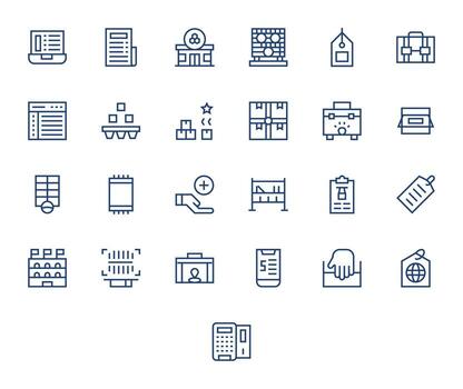 Inventory Professional Set with 25 Regular Line Display Perfect 256x256 Icons vector