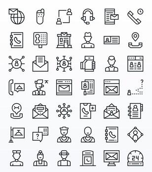 42 Pixel Optimized Regular Line Icons from Contact Collection vector