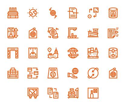 Export Comprehensive Bundle with 28 Pixel Optimized Bold Line Retina Ready Icons vector