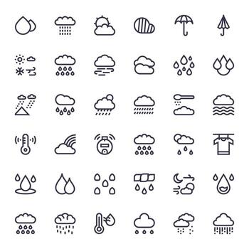 Humidity Scalable Set featuring 36 Display Perfect Bold Line High Resolution Icons vector