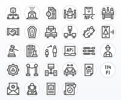 Protocol Premium Bundle with 28 128x128 Pixel Aligned Bold Line Icons vector