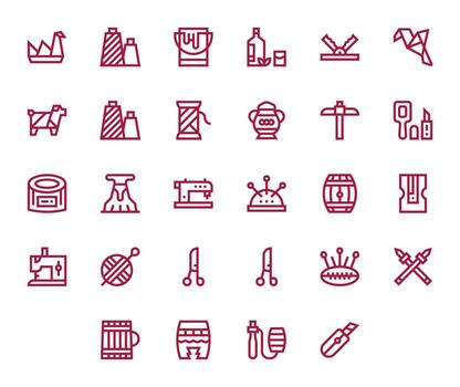 Craft Ultimate Package with 28 256x256 Bold Line Pixel Optimized Icons vector