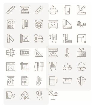 Scale Icon Collection featuring 40 Pixel Optimized 256x256 Thin Line Designs vector
