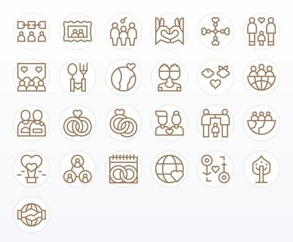 25 Regular Line Editable Icons for Togetherness Graphics vector