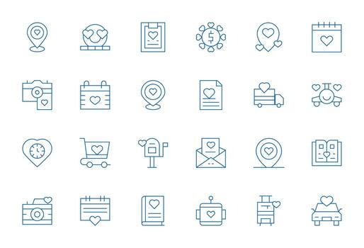 Cherished Icon Repository containing 24 Thin Line Retina Ready Display Perfect graphics vector