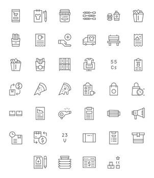 40 Detail Enhanced Icons themed around Order in 128x128 Thin Line format vector