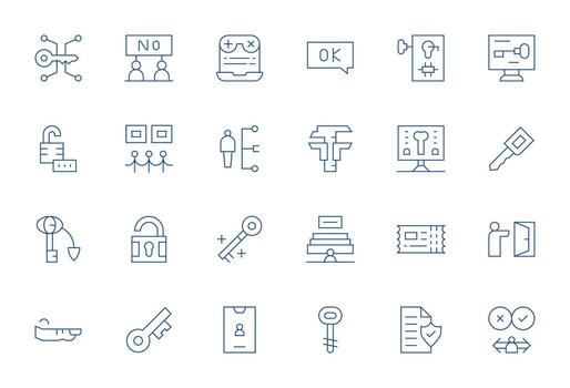 Permission Comprehensive Bundle with 24 PIXEL Perfect Thin Line 128x128 Icons vector