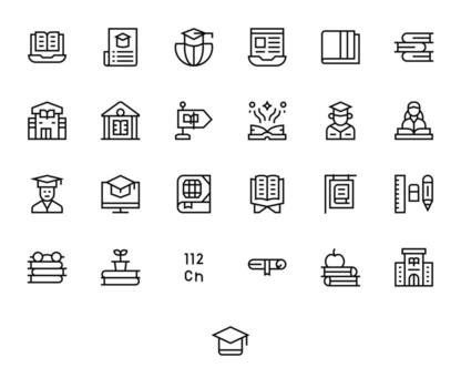 Academic Icon Set with 25 Regular Line Retina Ready Grid Fitted Graphics vector