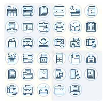 Documents Premium Bundle with 35 High Resolution Pixel Optimized Regular Line Icons vector