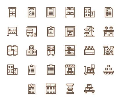 Boxes featuring 28 High Resolution Icons in Bold Line Design vector