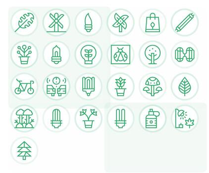 25 Icons for Eco Friendly featuring 256x256 Editable Regular Line Graphics vector