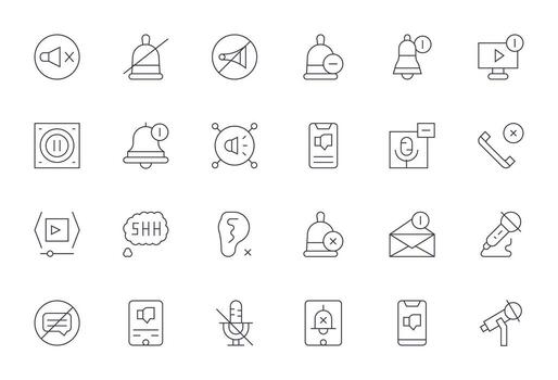 24 Delgado línea íconos diseñado para mudo en 256x256 píxel optimizado formato vector