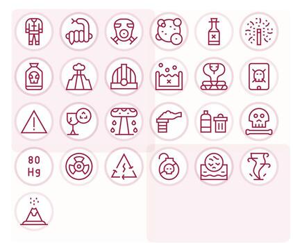 25 Pixel Aligned Regular Line Icons designed for Hazardous Interface vector